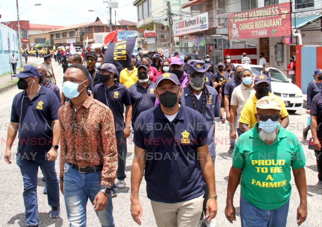 Members of JTUM during May Day rally in San Fernando on April 30. - AYANNA KINSALE