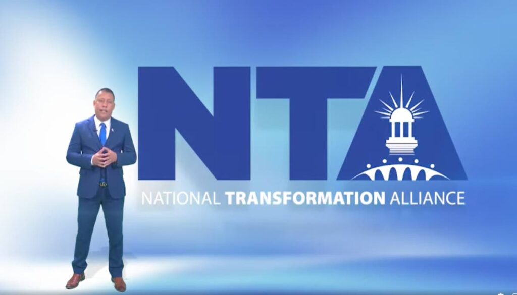 A screenshot of Gary Griffith's launch of the National Transformation Alliance on Saturday.  - 
