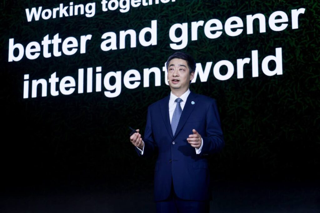 
Ken Hu, Huawei's rotating chairman, speaking at the analyst summit in April.  - 