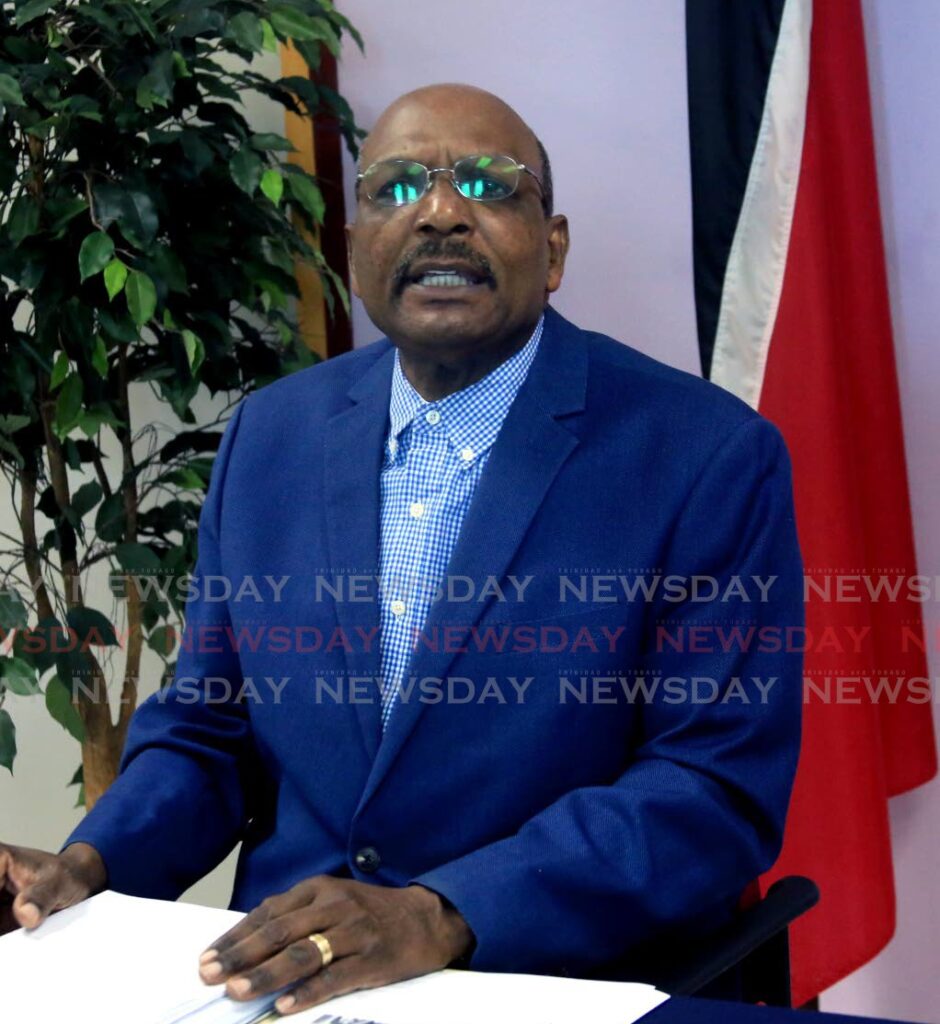 Opposition Senator Wade Mark at the UNC's weekly news conference in Port of Spain on Sunday. Photo by Sureash Cholai