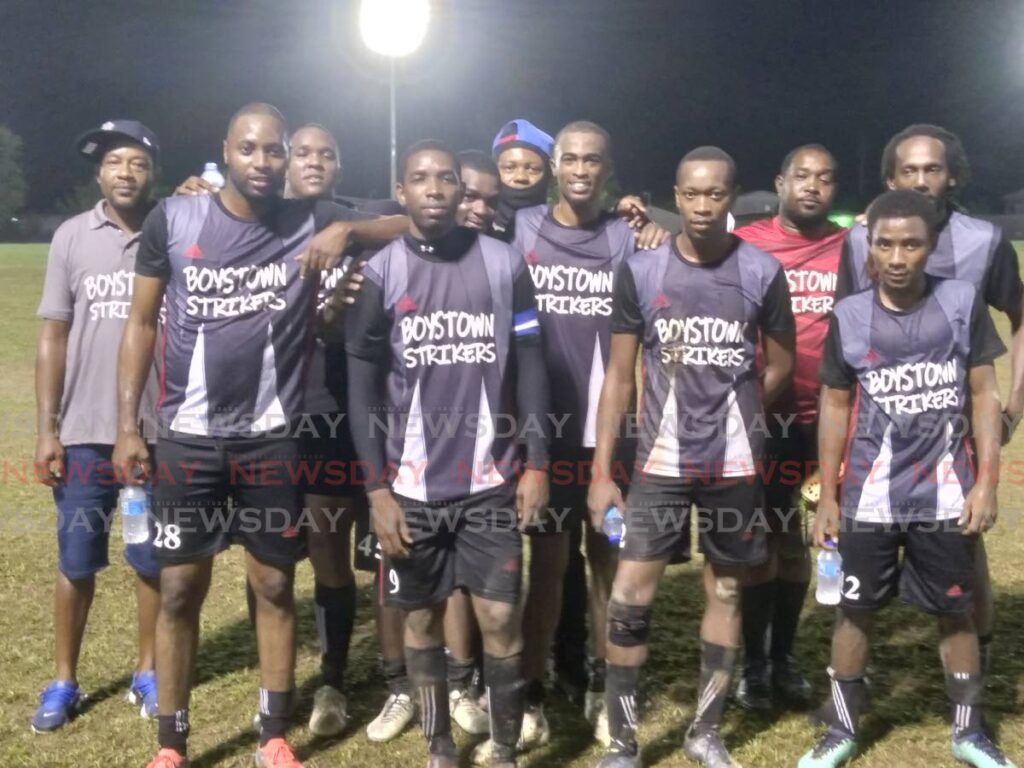 Boys Town after notching their second win in the Sweet Sixteen Football League in Sangre Grande. Photo by Stephon Nicholas