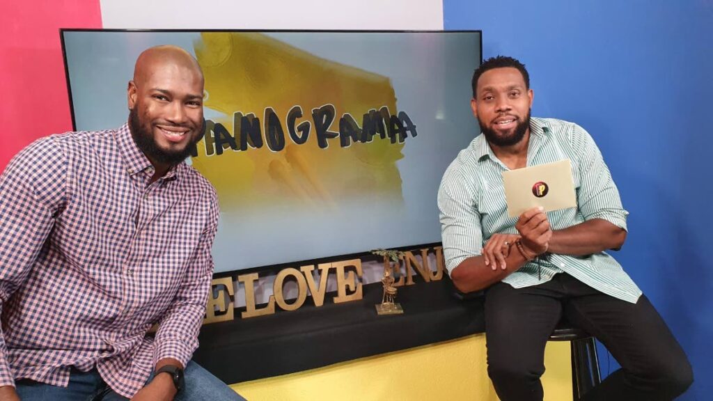 PanoGrama founder, Nevin Roach, left, and co-host Aundrea Wharton, get ready to announce the PanoGrama semi-finalists. - 