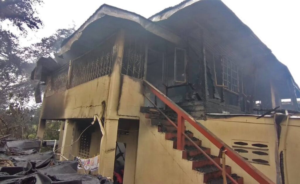 The home of special olympian Darius Gookool on Garth Road, Princes Town, was destroyed by fire on Wednesday. - PHOTO COURTESY GOOKOOL FAMILY