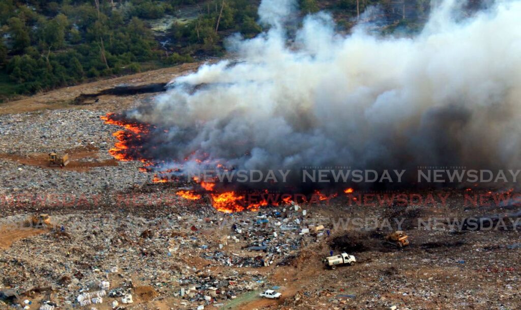 An aerial view of a fire at the Beetham landfill in April 2015. - FILE PHOTO/ANGELO MARCELLE