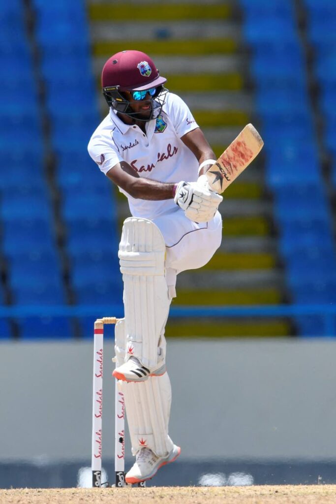  West Indies captain Kraigg Brathwaite ended the opening day on 42 not out off 149 balls . - 