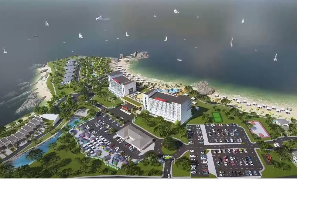 A drawing of the planned $500 million Marriott resort for Rocky Point, Tobago. - 