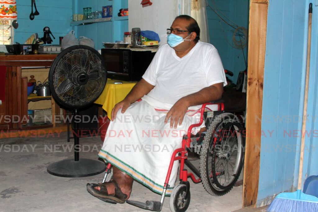 Pundit Mehindra Rambally at his Cunupia home in January. - File photo/Angelo Marcelle