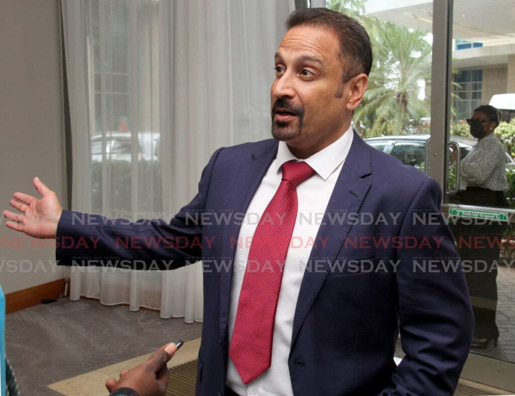 Chairman of the Energy Chamber Dwight Mahabir speaks with Newsday during the Trinidad and Tobago Energy Conference at the Hyatt Regency Hotel, Port of Spain on Tuesday. - AYANNA KINSALE