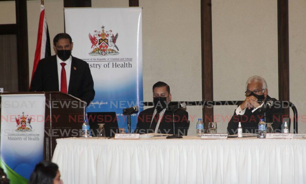 Chief Medical Officer Dr Roshan Parasram speaks during the Diabetic Foot Infection seminar at the Hilton Hotel, Port of Spain on Tuesday. - Photo by Roger Jacob