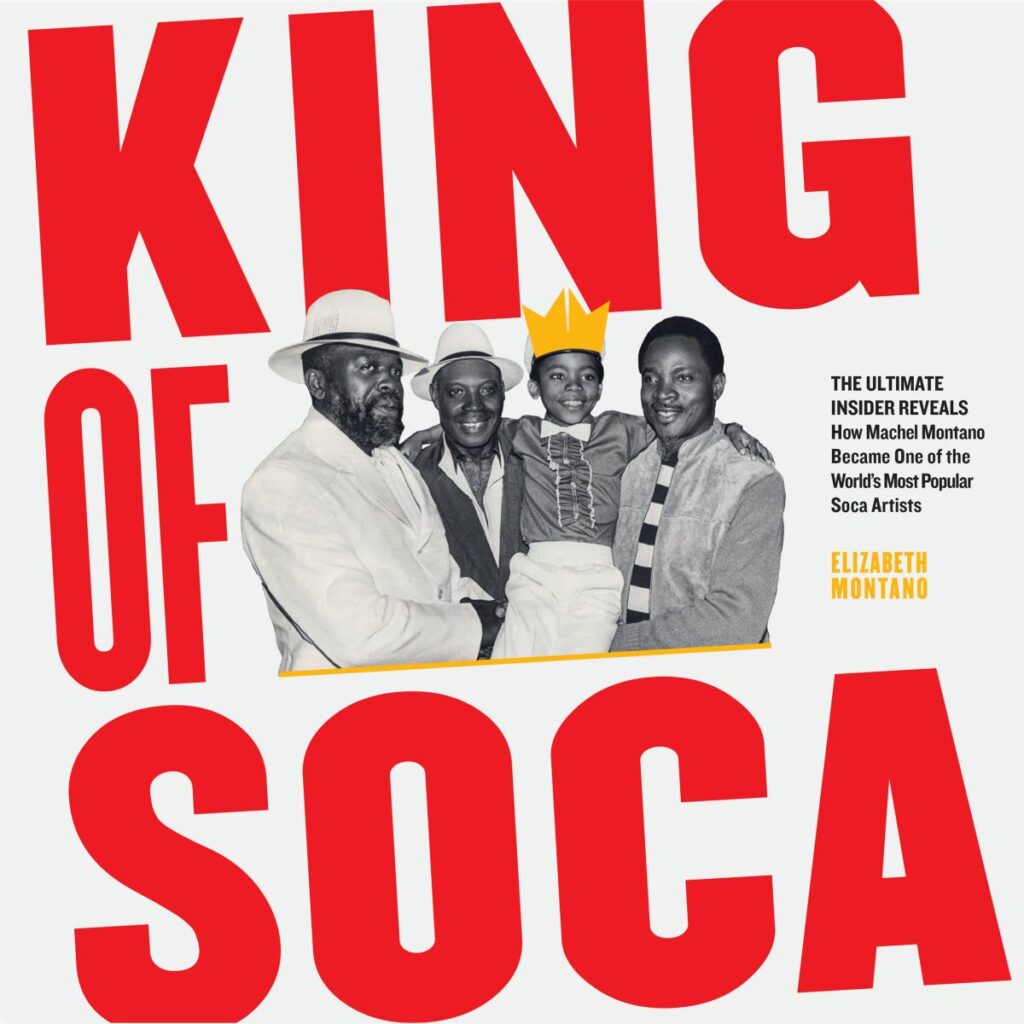 Cover of biography of soca artist Machel Montano. The late calypsonian Shadow, left, the late Kitchener, Montano and Sparrow.  