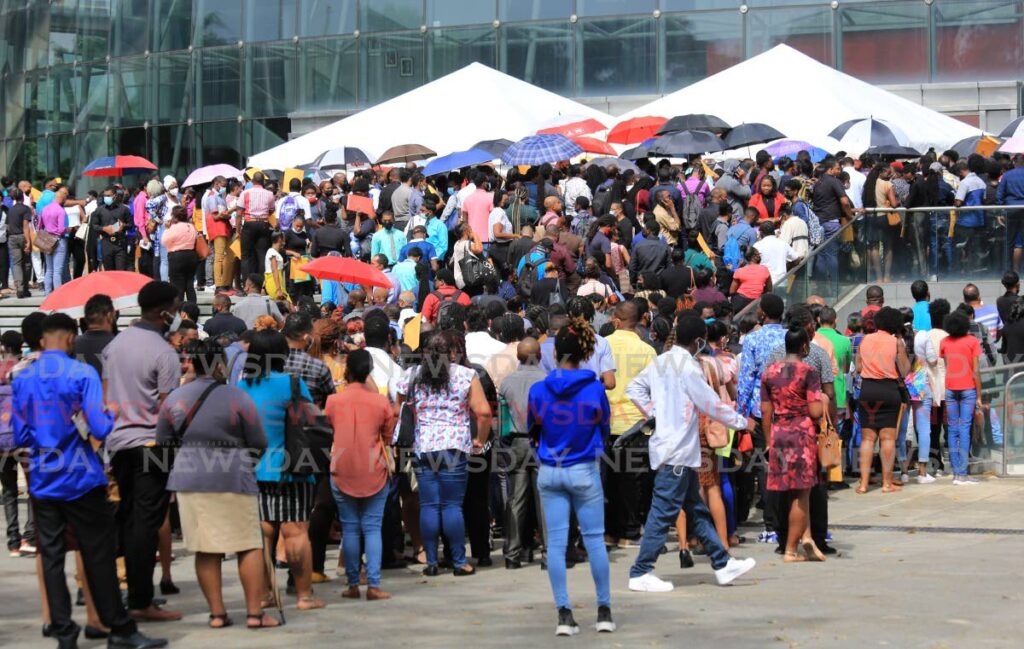 Hundreds attended the Royal Caribbean recruitment fair on June 7 at the National Academy for the Performing Arts in Port of Spain hoping to fill vacancies on the company’s cruise ships. - SUREASH CHOLAI