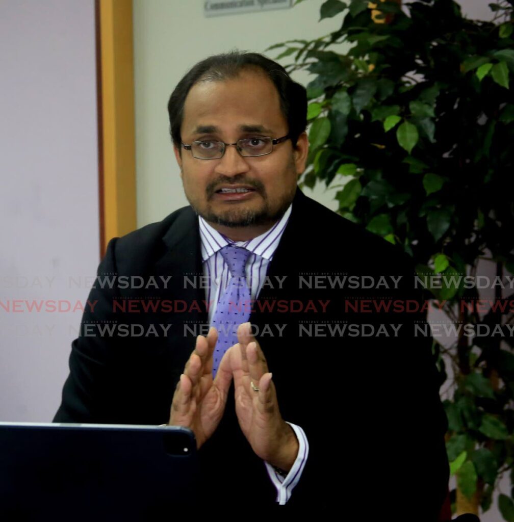 Opposition MP Dinesh Rambally at a news conference held at the Opposition Leader's office, Port of Spain.  - SUREASH CHOLAI