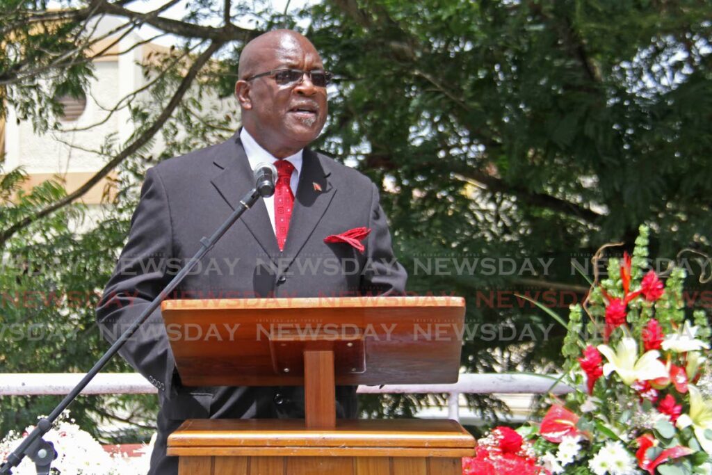 Director of the School of Nursing at UWI Dr Oscar Noel Ocho speaks at the ceremony to commemorate the 41st anniversary of the death of TT's first prime minister Dr Eric Williams at Harris Promenade, San Fernando on Sunday. - Marvin Hamilton