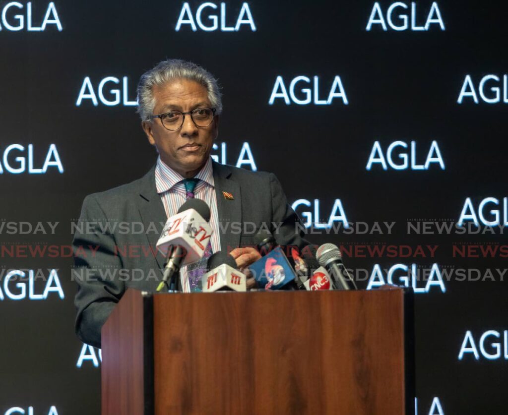 Attorney General Reginald Armour, SC, at his first media conference, Office of the Attorney General, Port of Spain on Wednesday. Photo by Jeff K Mayers
