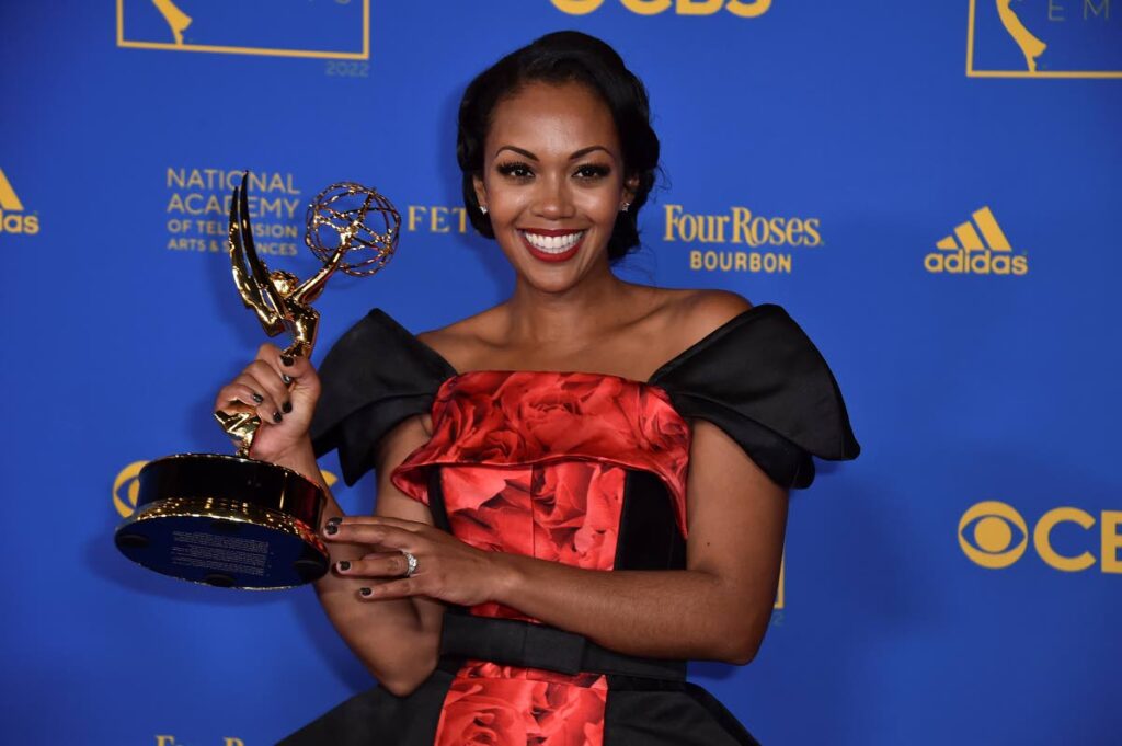 Mishael Morgan won an Emmy award as best lead actress in a drama for her role in The Young and the Restless at the 49th annual Daytime Emmy Awards on Friday, in Pasadena, California.  - AP Photo