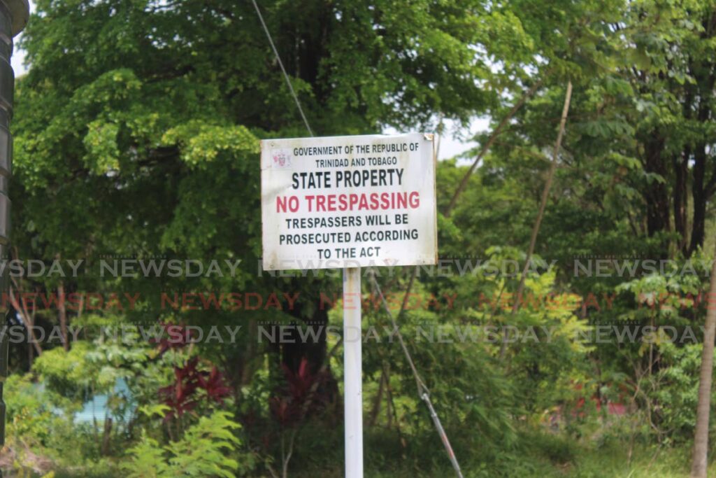 FILE PHOTO: A sign put up by authorities to deter squatters at the Melajo Nature Reserve in Sangre Grande. - 