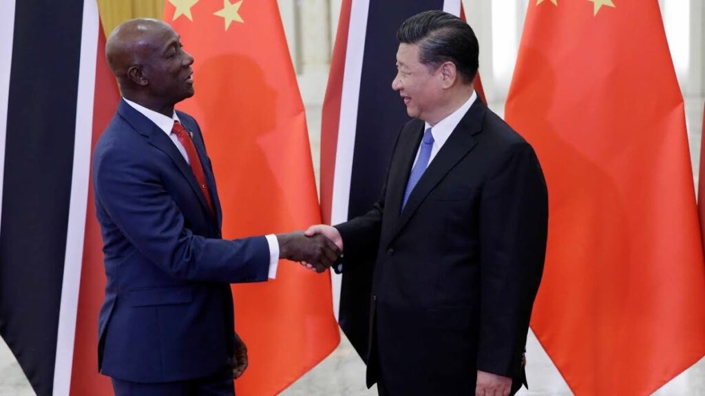 Chinese President Xi Jinping met with Prime Minister Dr Keith Rowley at the Great Hall of the People in Beijing, China during a state visit by a TT delegation in 2018. - 