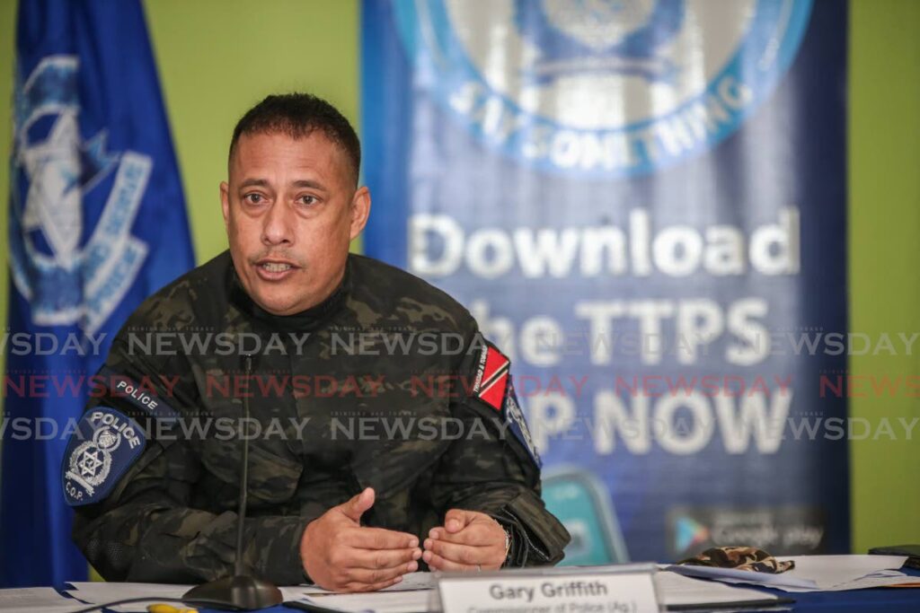 In this August 23, 2021 file photo Gary Griffith addresses the media as police commissioner. Griffith says he has reapplied for the post.  - File photo