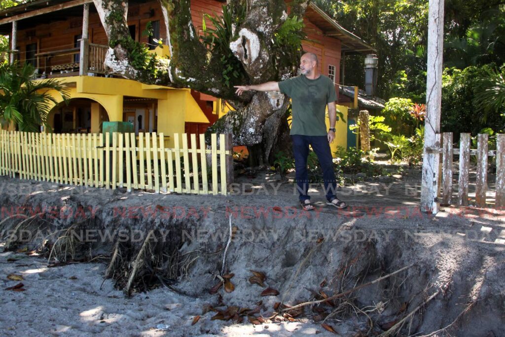 In this November 2021 file photo Piero Guerrini, owner of the Mt Plaisir Hotel speaks to Newsday about the impact of coastal erosion on his business, the Mt Plaisir Estate Hotel Restaurant at Grande Riviere Beach. Small island developing states like TT are particularly vulnerable to the impacts of climate change. File photo/Roger Jacob