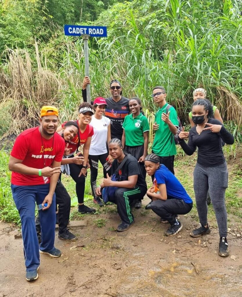 Members of Tweens and Bafasports CEO Nigel Bellamy (centre back) at the top of Cadet Hill, Diego Martin. - via Bafasports