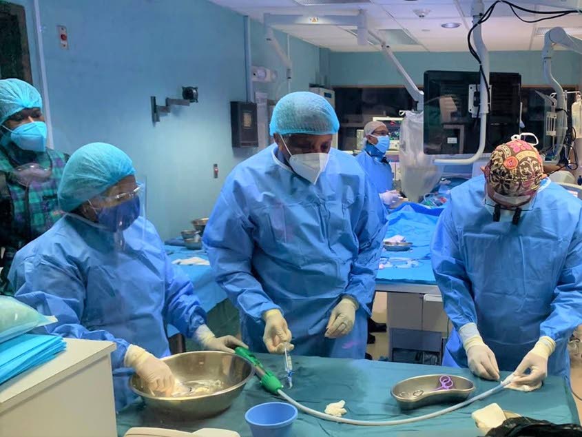 Members of the ACI team preparing for the first CAVI procedure in the Caribbean at West Shore Private Hospital. Photo courtesy ACI. - 