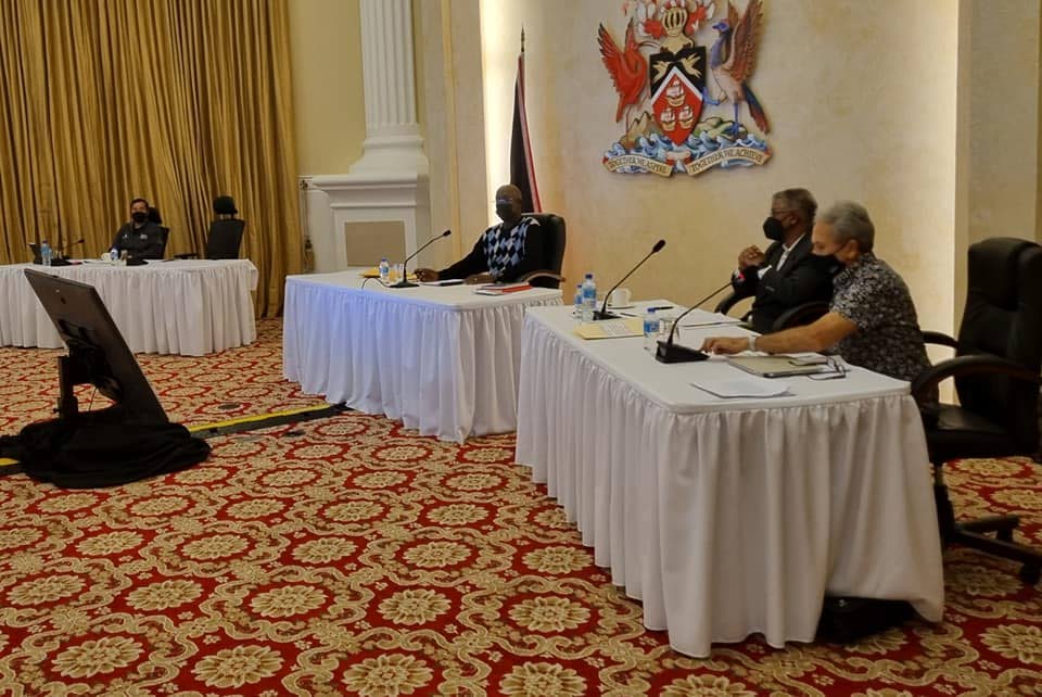 Prime Minister Dr Keith Rowley, left, Attorney General Reginald Armour SC, centre, and Finance Minister Colm Imbert at the Cabinet retreat, Diplomatic Centre, St Ann's on Friday. - Photo courtesy OPM