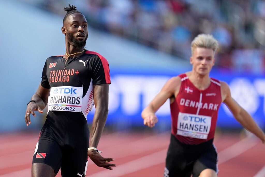 TT's Jereem Richards wins a heat in the men's 200m at the World Athletics Championships on Monday, in Eugene, Ore. (AP Photo) - 