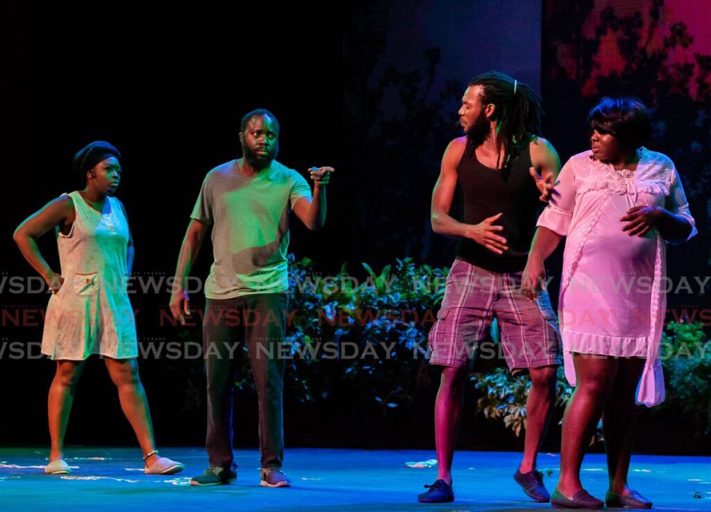 Some of the performers on stage during the gala opening of the Tobago Heritage Festival at Shaw Park Cultural Complex on Friday. - David Reid