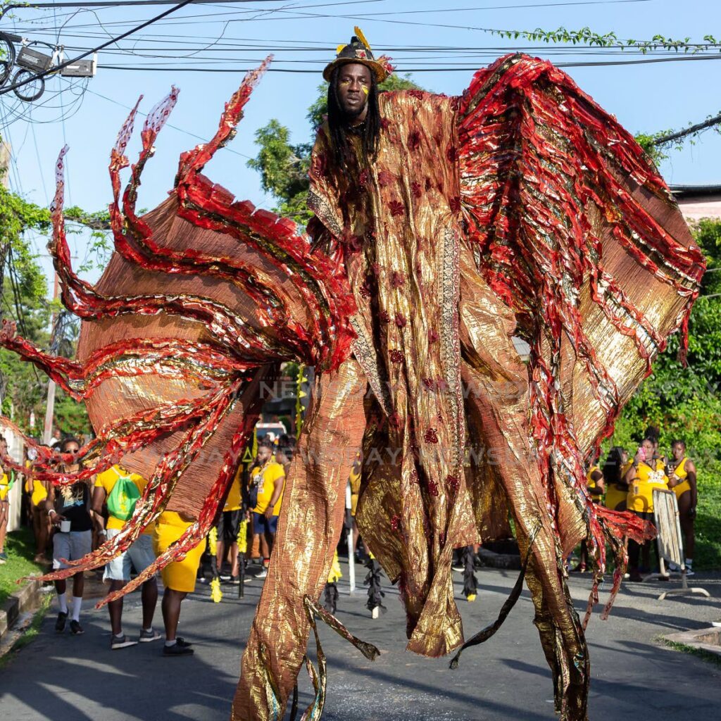 Mas character Geronimo Warrior during the Plymouth, Tobago street parade on July 23. Tobago Carnival is scheduled for October 28-30. - FILE PHOTO/David Reid