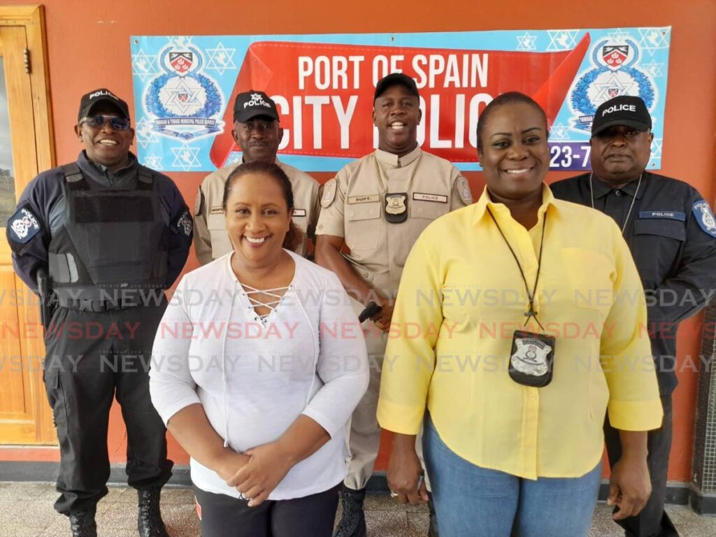 The team of municipal officers and the Woodbrook counillor who conducted the anti-crime exercise in Downtown PoSrt of Sapin on Saturday. - Vishanna Phagoo