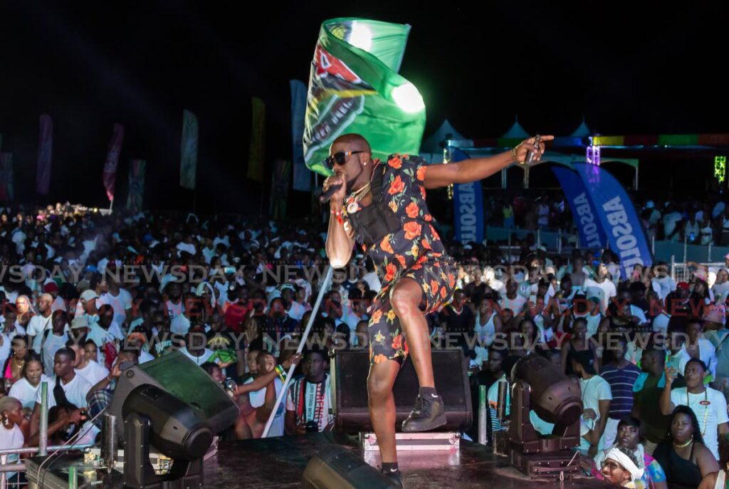 Soca artiste Swappi on stage at Soca Glow, Pigeon Point,  Tobago, on Friday.  - David Reid