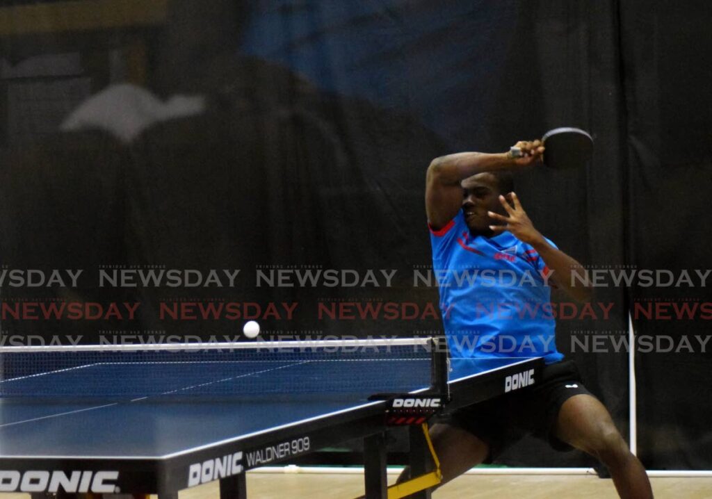Queen;s Park Table Tennis Club player Derron Douglas in action in a past tournament. FILE PHOTO - 