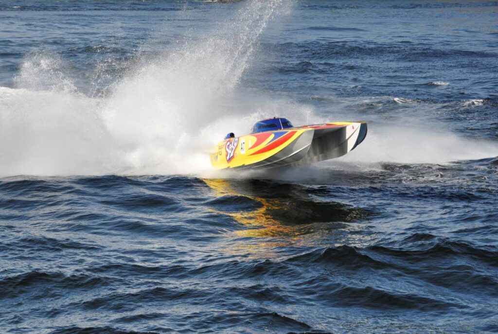 Mr Solo Too cuts across the water on its way to Tobago in the NLCB Great Race on August 21, 2021.  - RONALD DANIEL