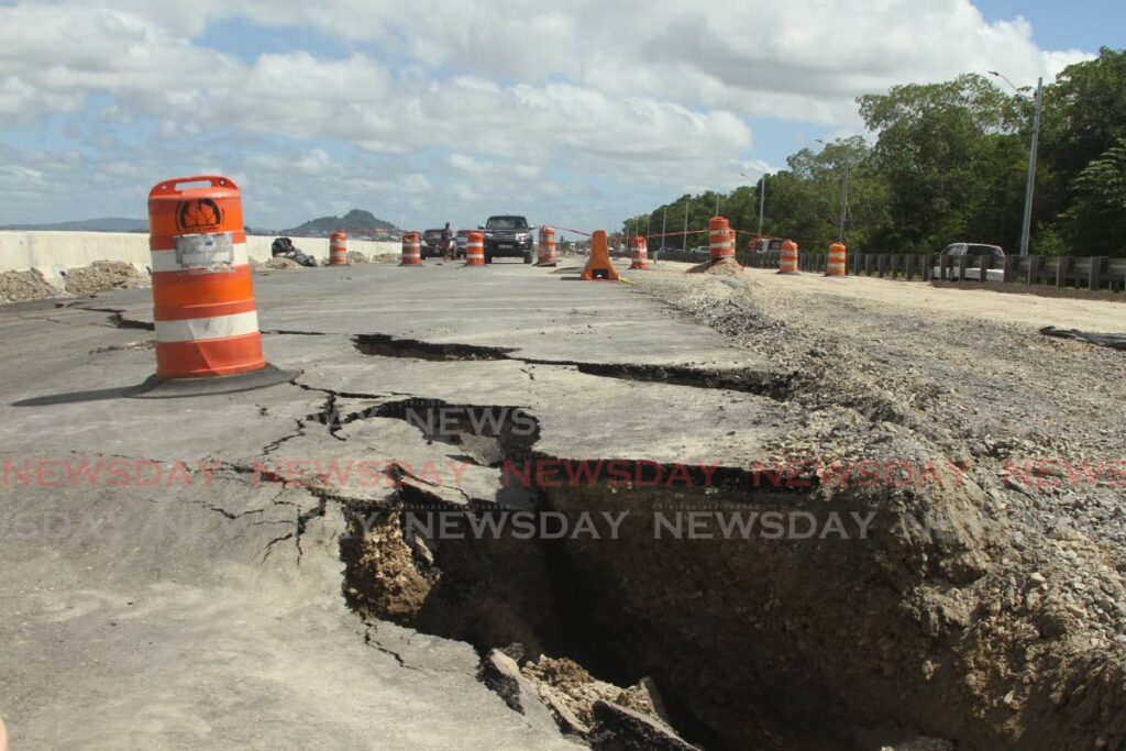 The section of the new two-kilometre highway at Mosquito Creek that collapsed in January.  - FILE PHOTO/MARVIN HAMILTON