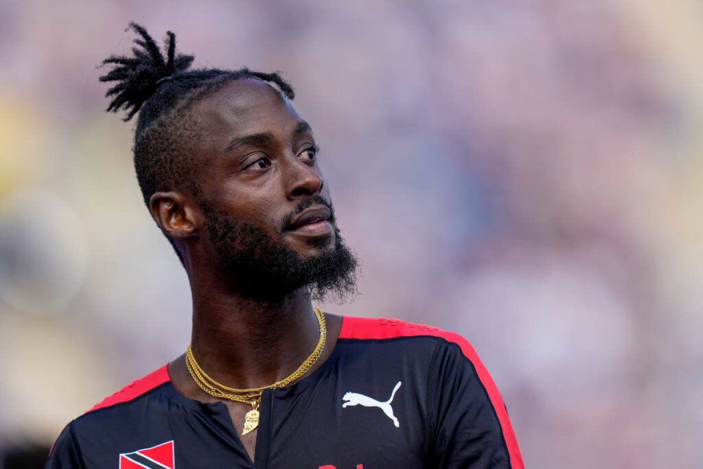 Jereem Richards of Trinidad and Tobago react after his heat of the men's 200 metres in the Alexander Stadium at the Commonwealth Games in Birmingham, England, on Thursday. (AP PHOTO) - 