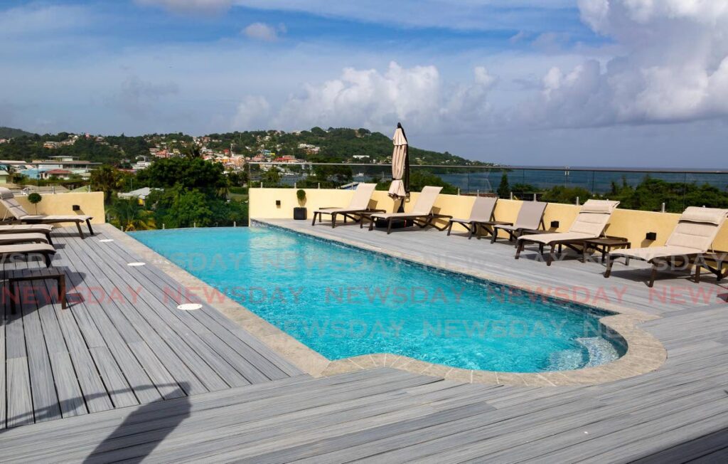 The rooftop pool area at Comfort Inn & Suites gives guests a view of Scarborough and the Atlantic Ocean. - David Reid