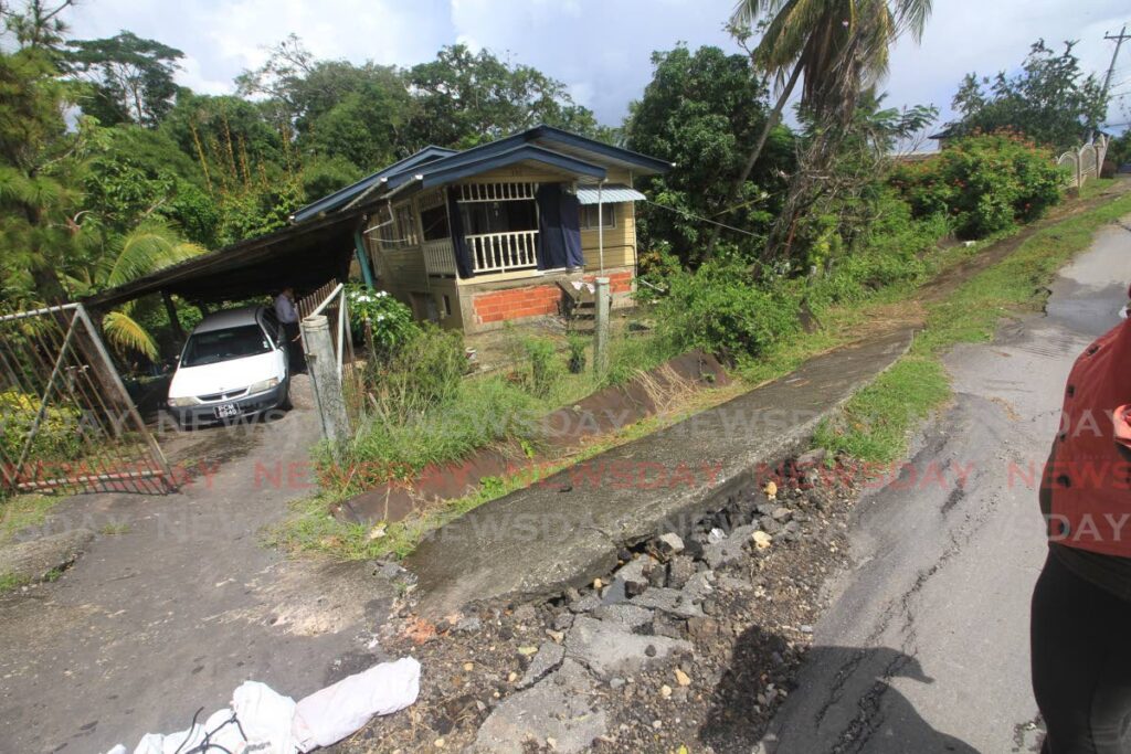 The Pluck Road, San Francique home of the Narine family. A landslip has been treating to destroy their home. - ANGELO MARCELLE