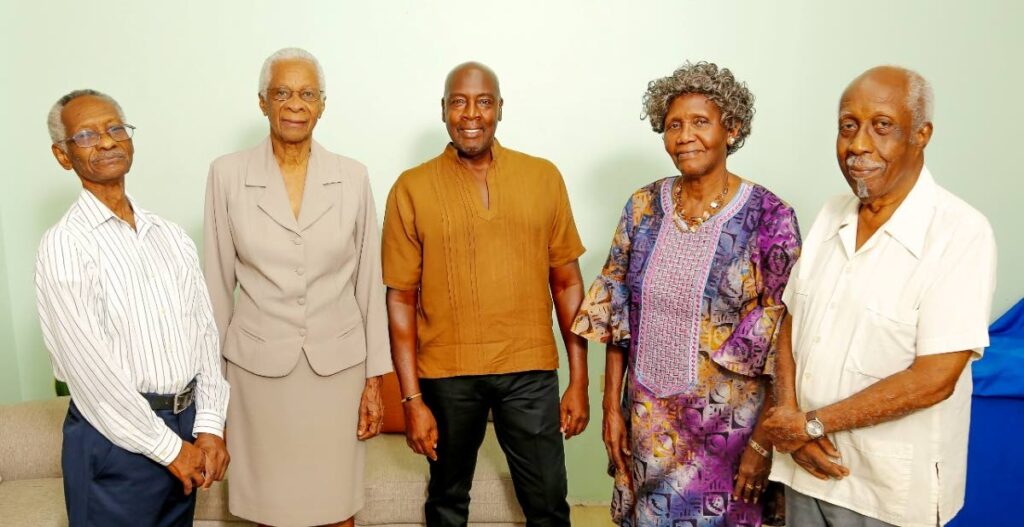 The Tobago Council of Elders from left, Mervyn O’Neil, Dr Eastlyn Mc Kenzie, Rodney Piggott (adviser), Margaret Wright and Reginald Dumas.  