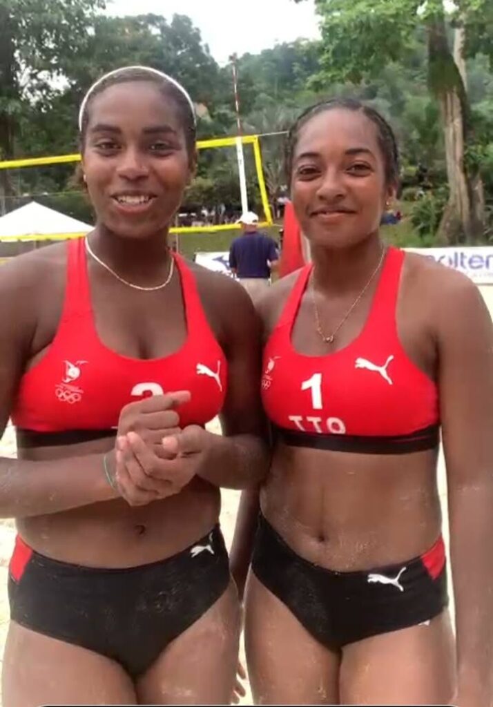 CHAMPS: Trinidad and Tobago volleyballers Tysan Selvon, left, and Britney Choon. - 