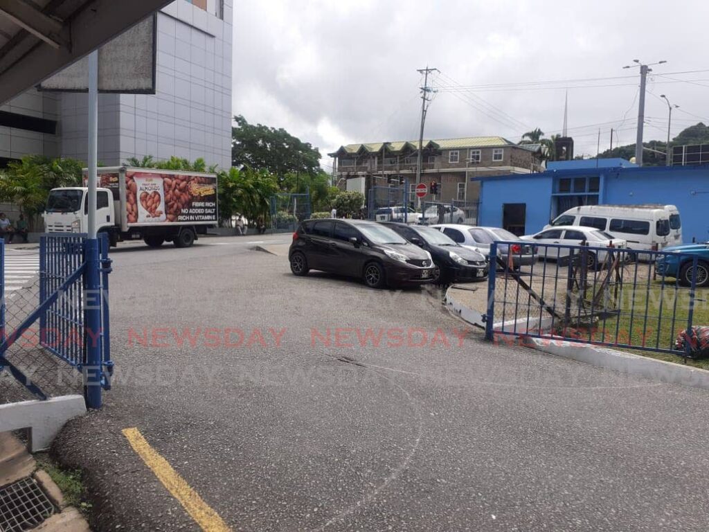 The area where the baby was found at the San Fernando General Hospital on Monday morning. Photo by Laurel V Williams
