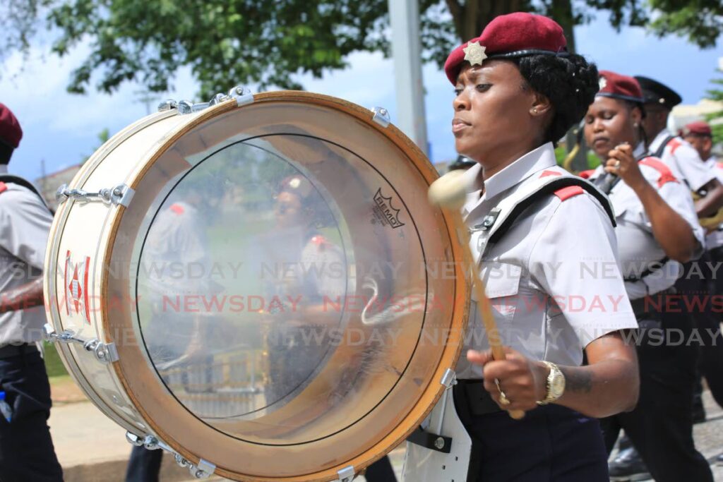 A member of the TT Fire Services band during parade preparations on August 22.