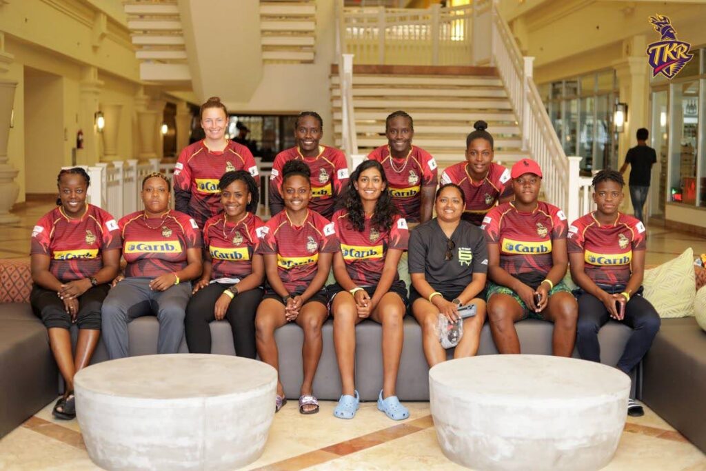Members of the Trinbago Knight Riders women team, who will be making their debut in the 2022 6ixty and women Caribbean Premier League (CPL) at Warner Park, Basseterre, St Kitts. PHOTO COURTESY TRINBAGO KNIGHT RIDERS FACEBOOK PAGE. 