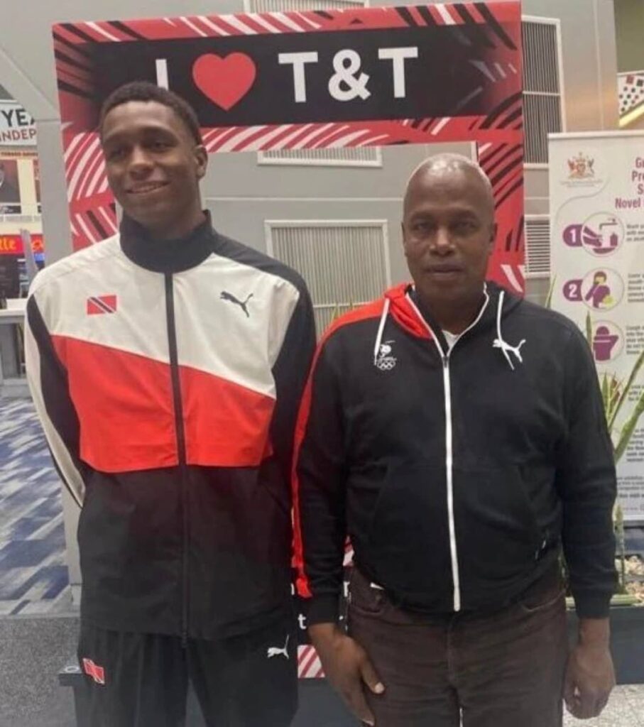 TT swimmer Nikoli Blackman, left, and his coach Joseph McLeod.  - 