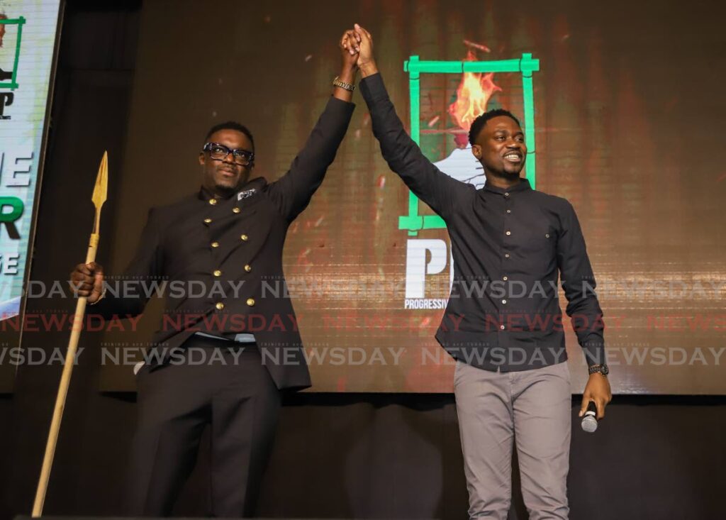 PDP political leader Watson Duke and THA Chief Secretary Farley Augustine during the launch of the PDP Trinidad branch at Hyatt Regency, Port of Spain on May 1. - FILE PHOTO/JEFF K MAYERS