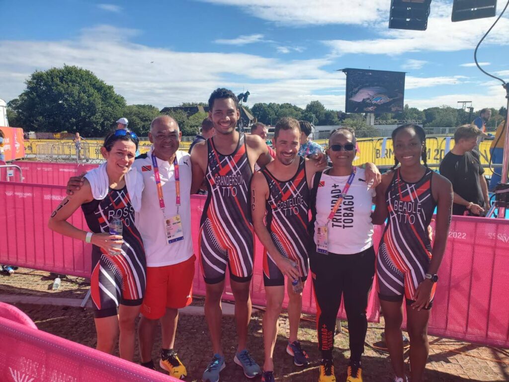 Jenna Ross (athlete), from left, Derek Daniel (manager/coach), Jean-Marc Granderson (athlete), Jason Costelloe (athlete) Diane Henderson (president, TTOC) and Kaya Rankine Beadle (athlete).
 - 