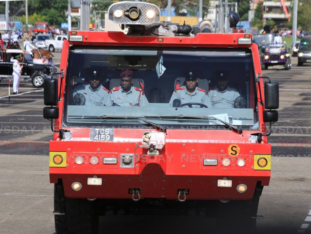 [PG 19] FILE PHOTO: An fire services tender takes part in the Independence Day parade at the Queen's Park Savannah, Port of Spain, on August 31.