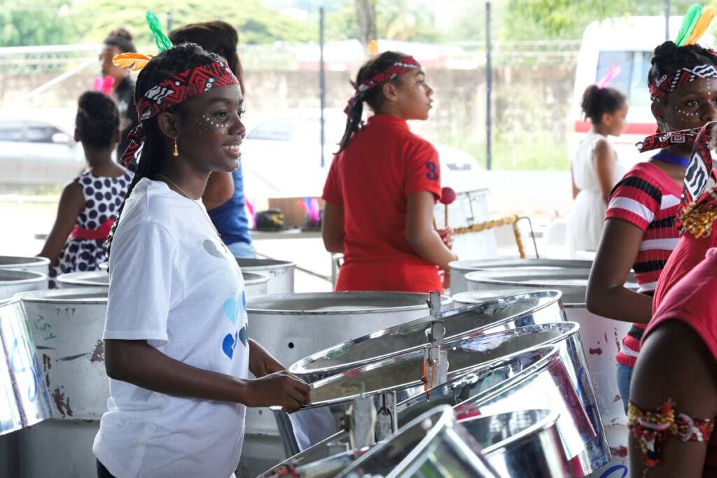 Jaischelle James playing the steelpan at last day of the Proman Starlift Steel Orchestra camp. - Photos courtesy Proman 