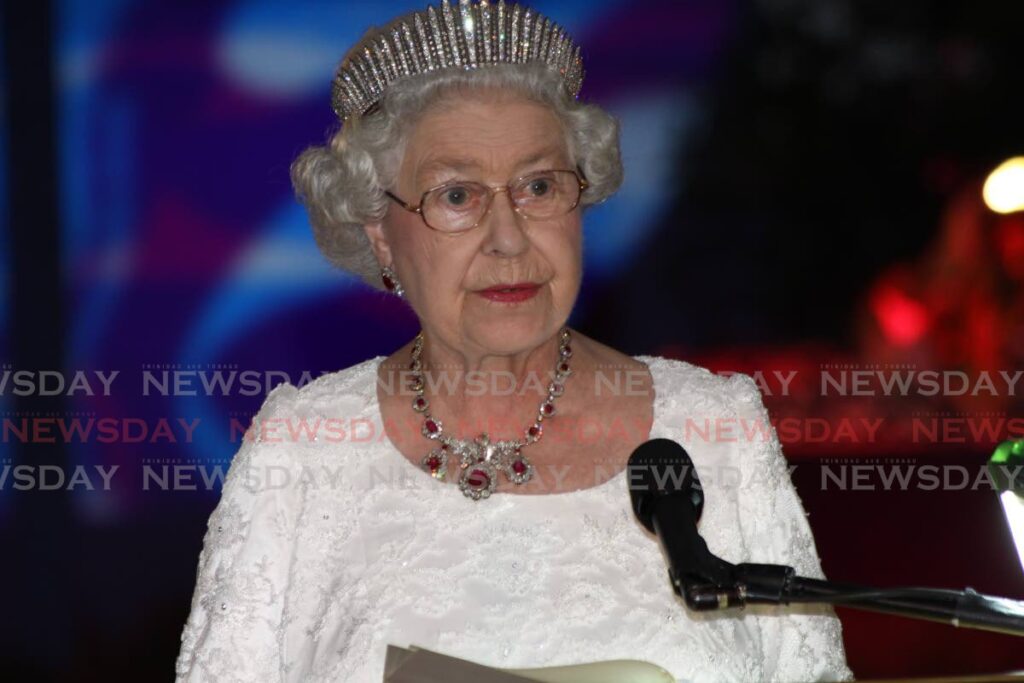 Queen Elizabeth II during a banquet hosted by President George Maxwell Richards in Trinidad in 2009. - File Photo/ Sureash Cholai