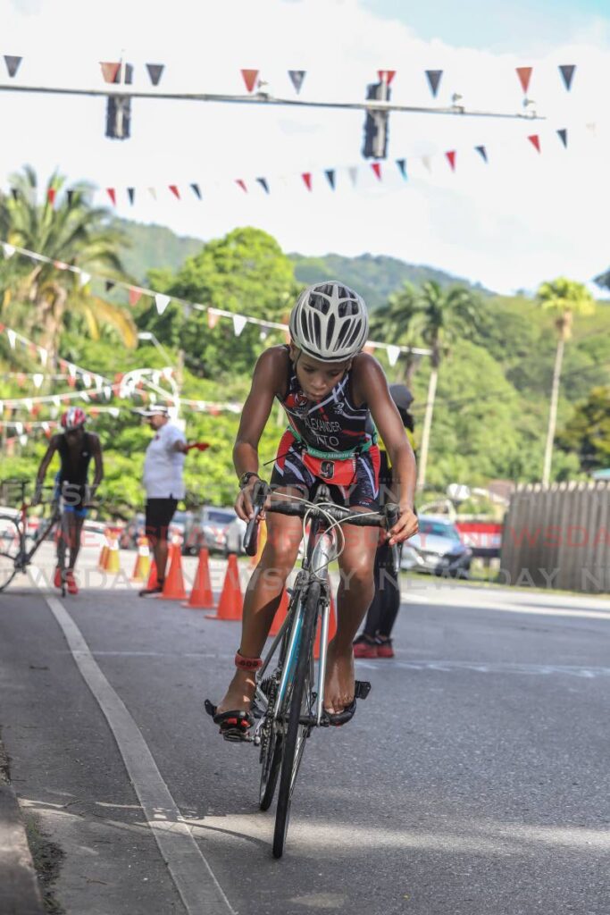 TT rider Josiah Alexander on the bike on Sunday in the National Duathlon Championships.  - JEFF K MAYERS