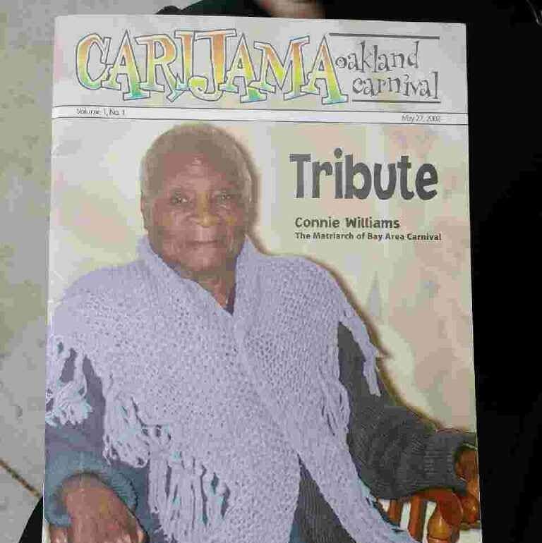 Connie Williams on the cover Carijama, an Oakland magazine that hailed her a pioneer of carnival in the Bay Area. - 